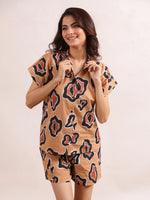 Women's Pure Cotton Leopard Print Night suits - SanskrutiHomes