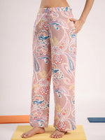 Women's Pure Cotton Pink Ethnic Motifs Print Night suits - SanskrutiHomes