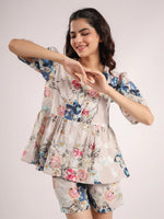 NUDE PEPLUM SHORT SET - SanskrutiHomes