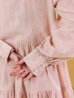 Pink Round Neck Solid Dress for Women - SanskrutiHomes
