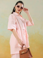 Peach Color Solid Co-ords Set for Women and Girls - SanskrutiHomes