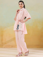 Peach Color Solid Co-ords Set for Women and Girls - SanskrutiHomes