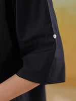 Black Color Shirt Collar Pure Cotton Co-ords Set for Women - SanskrutiHomes