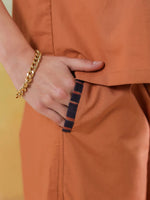 Brown Polyester Shirt Collar Co-Ord Set For Women - SanskrutiHomes