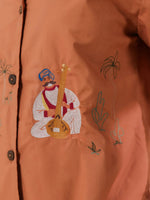 Brown Polyester Shirt Collar Co-Ord Set For Women - SanskrutiHomes