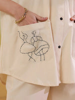 Cream Color Embroidered Co-ords Set for Women - SanskrutiHomes