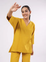 Women's Pure Cotton Mustard Solid Print Night suits - SanskrutiHomes
