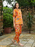 Orange Floral Printed Co-ords Set - SanskrutiHomes