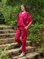 Pink Printed Cotton Night Suit Set - SanskrutiHomes
