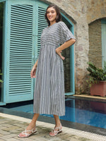 Blue Cotton Printed Night Dress - SanskrutiHomes