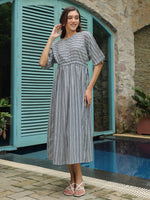 Blue Cotton Printed Night Dress - SanskrutiHomes