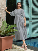 Blue Cotton Printed Night Dress - SanskrutiHomes