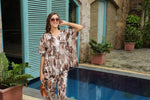 Brown Printed Kaftan Night Suit Set for Women - SanskrutiHomes