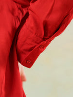 Red Solid Shirt Collar Co-ords Set for Women - SanskrutiHomes