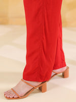 Red Solid Shirt Collar Co-ords Set for Women - SanskrutiHomes