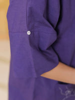 Purple Color Shirt Collar Pure Cotton Co-ords Set for Women - SanskrutiHomes