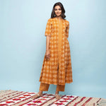 Rang Deep Women Set of Mustard Cotton Kurta with Palazzo - SanskrutiHomes