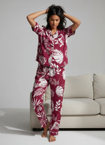 Wine Cotton Printed Night Suit Set for Women - SanskrutiHomes