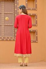 Women mahroon anarkali kurta - SanskrutiHomes