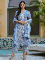Women Pure Cotton 3pcs kurta set - SanskrutiHomes