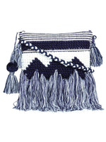 Blue-white tassle Hand Woven Tote Bag - SanskrutiHomes 