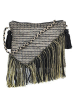 Green black tassel Hand Woven Tote Bag - SanskrutiHomes 
