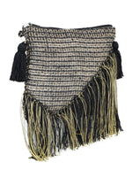 Green black tassel Hand Woven Tote Bag - SanskrutiHomes 