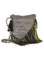 Green black tassel Hand Woven Tote Bag - SanskrutiHomes 