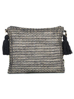 Green black tassel Hand Woven Tote Bag - SanskrutiHomes 