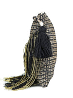 Green black tassel Hand Woven Tote Bag - SanskrutiHomes 