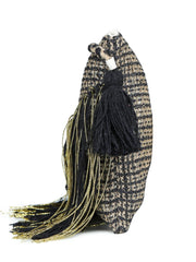 Green black tassel Hand Woven Tote Bag - SanskrutiHomes 