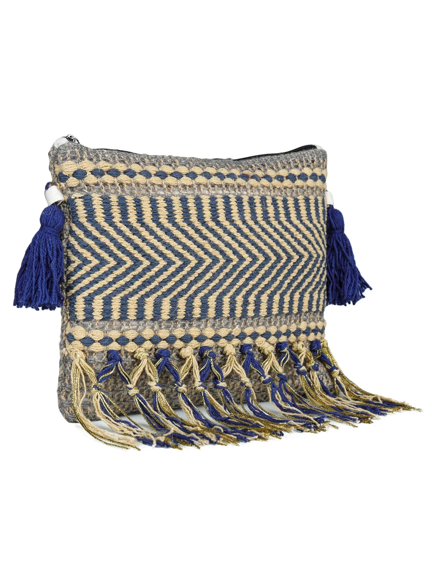 Multicolor tassel Hand Woven Tote Bag - SanskrutiHomes 