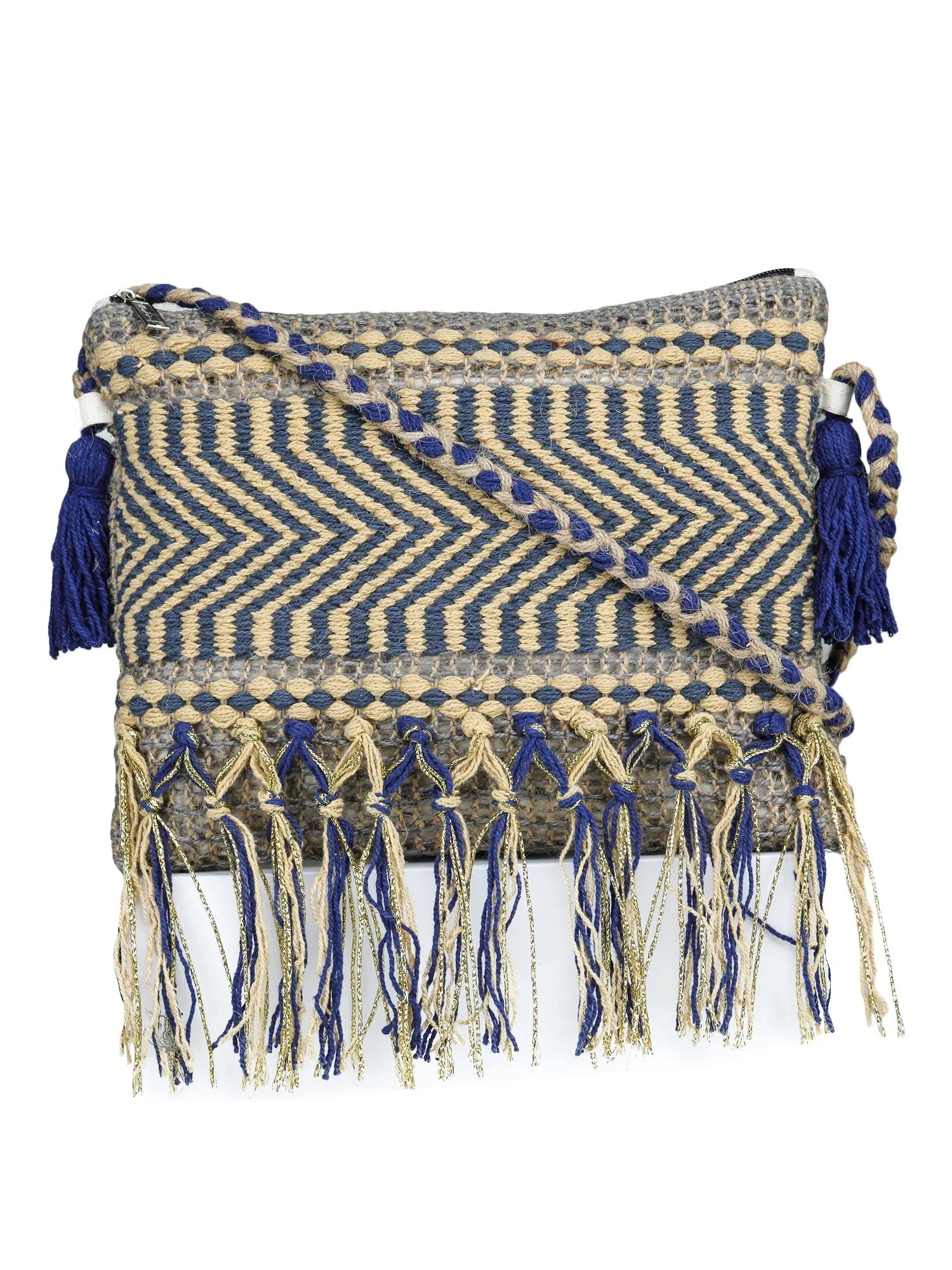 Multicolor tassel Hand Woven Tote Bag - SanskrutiHomes 