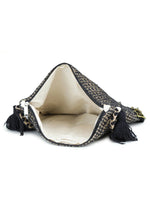 Green black tassel Hand Woven Tote Bag - SanskrutiHomes 