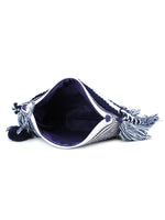 Blue-white tassle Hand Woven Tote Bag - SanskrutiHomes 