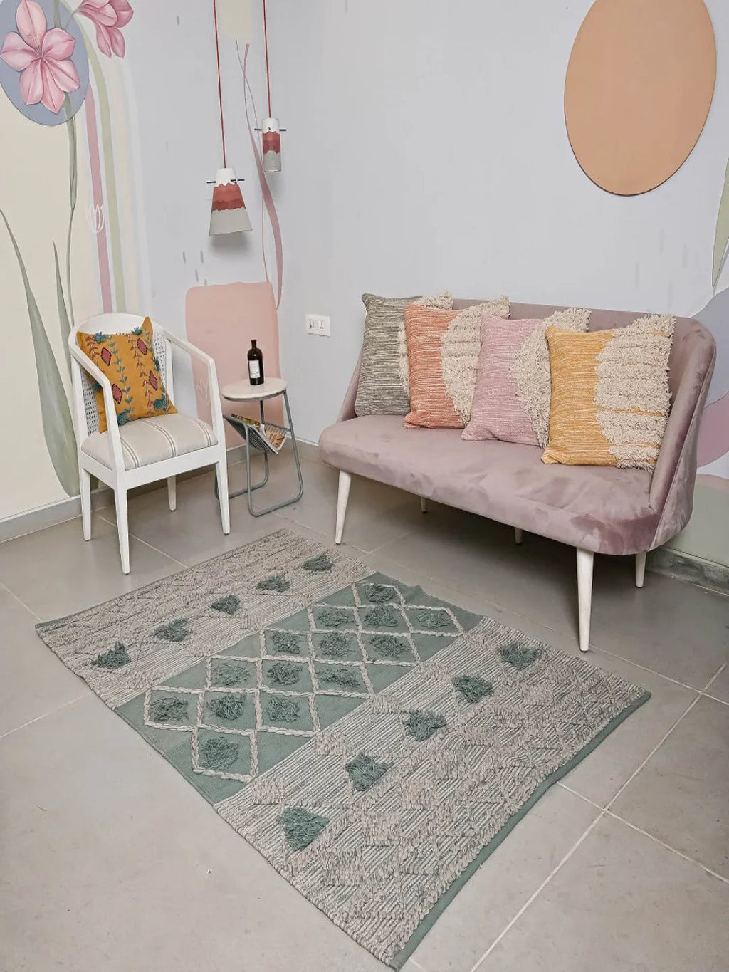 Hand-weaved 100% Cotton Multi-color Rug - SanskrutiHomes 