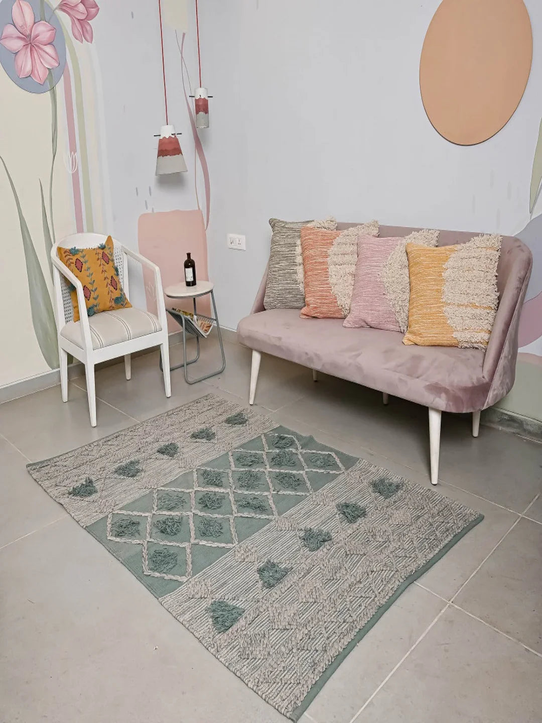 Hand-weaved 100% Cotton Multi-color Rug - SanskrutiHomes 