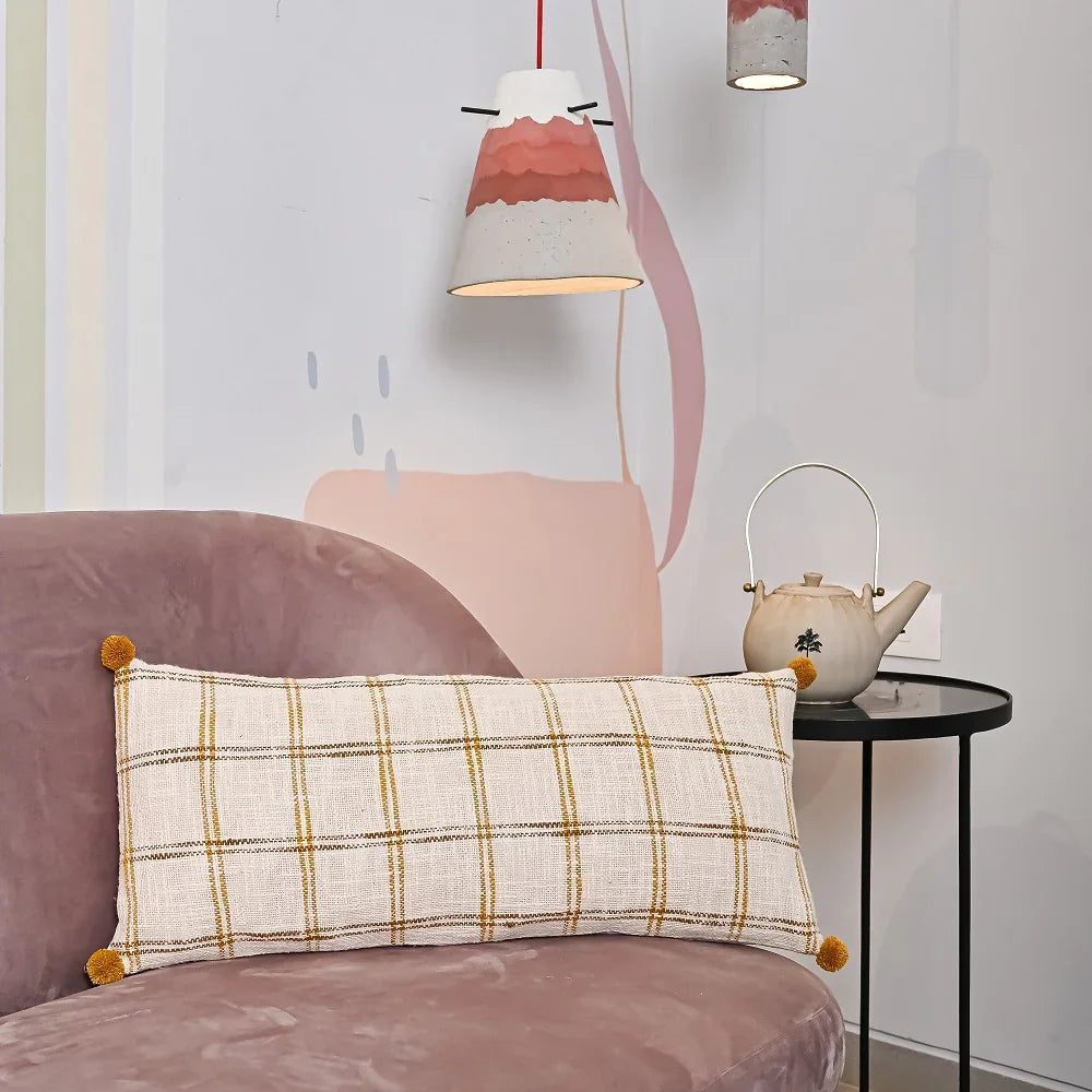 Hand-made Cotton handloom lumbar pillow - SanskrutiHomes 