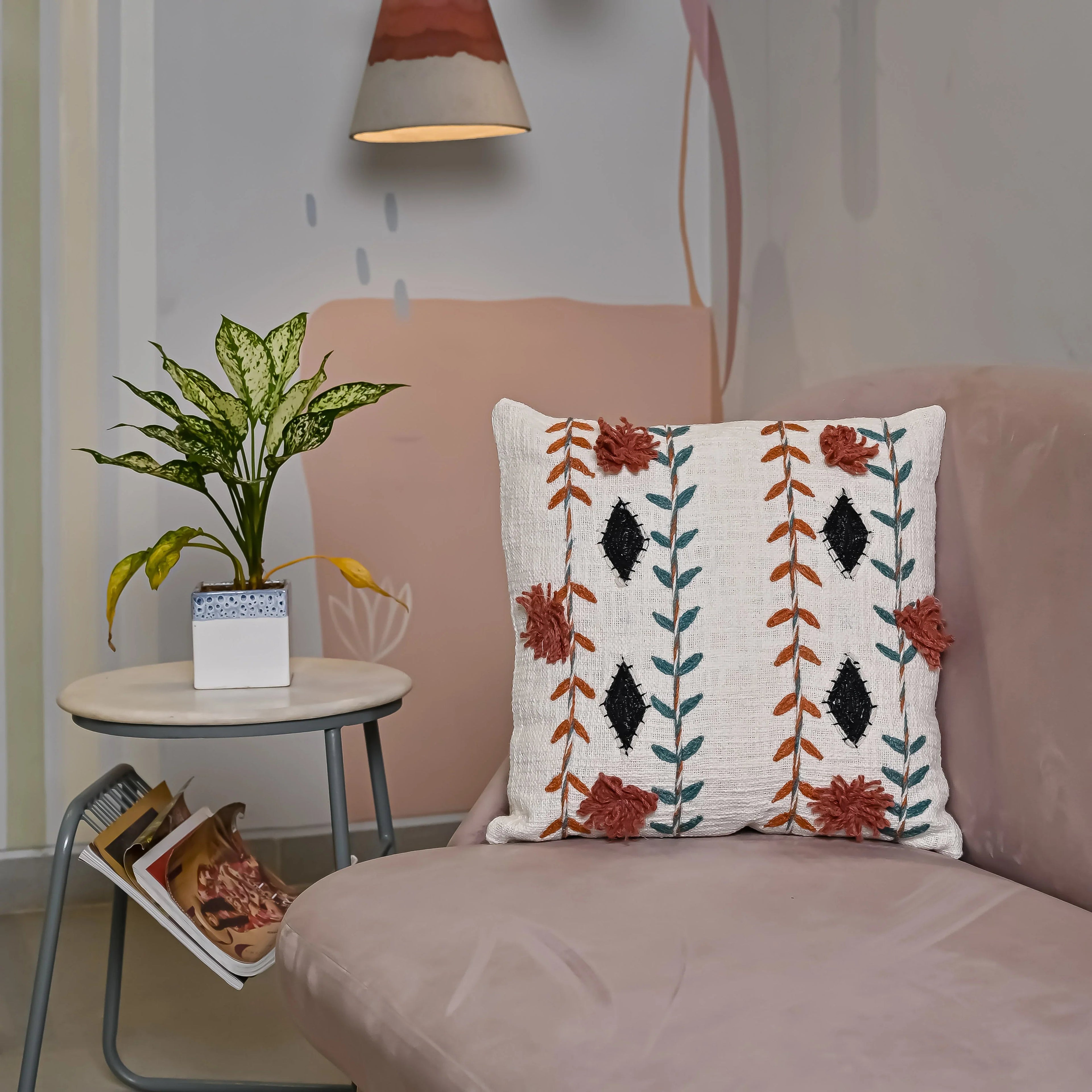 Boho Handloom Pure Cotton Cushion Cover - SanskrutiHomes 