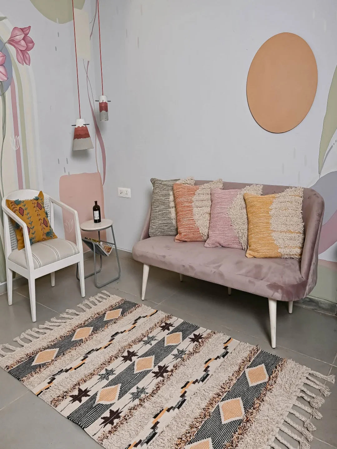 Hand-weaved 100% Cotton Multi-color Rug - SanskrutiHomes 