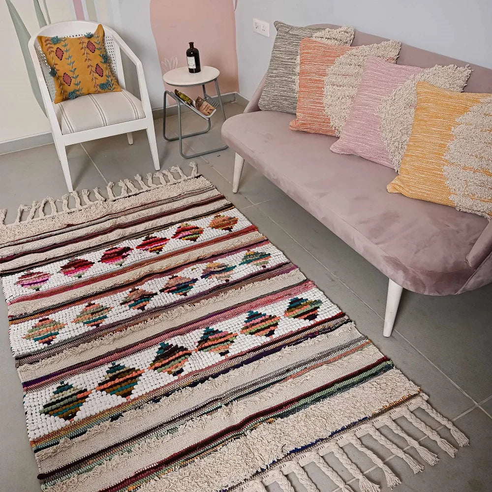 Hand-weaved 100% Multi-color Rug - SanskrutiHomes 