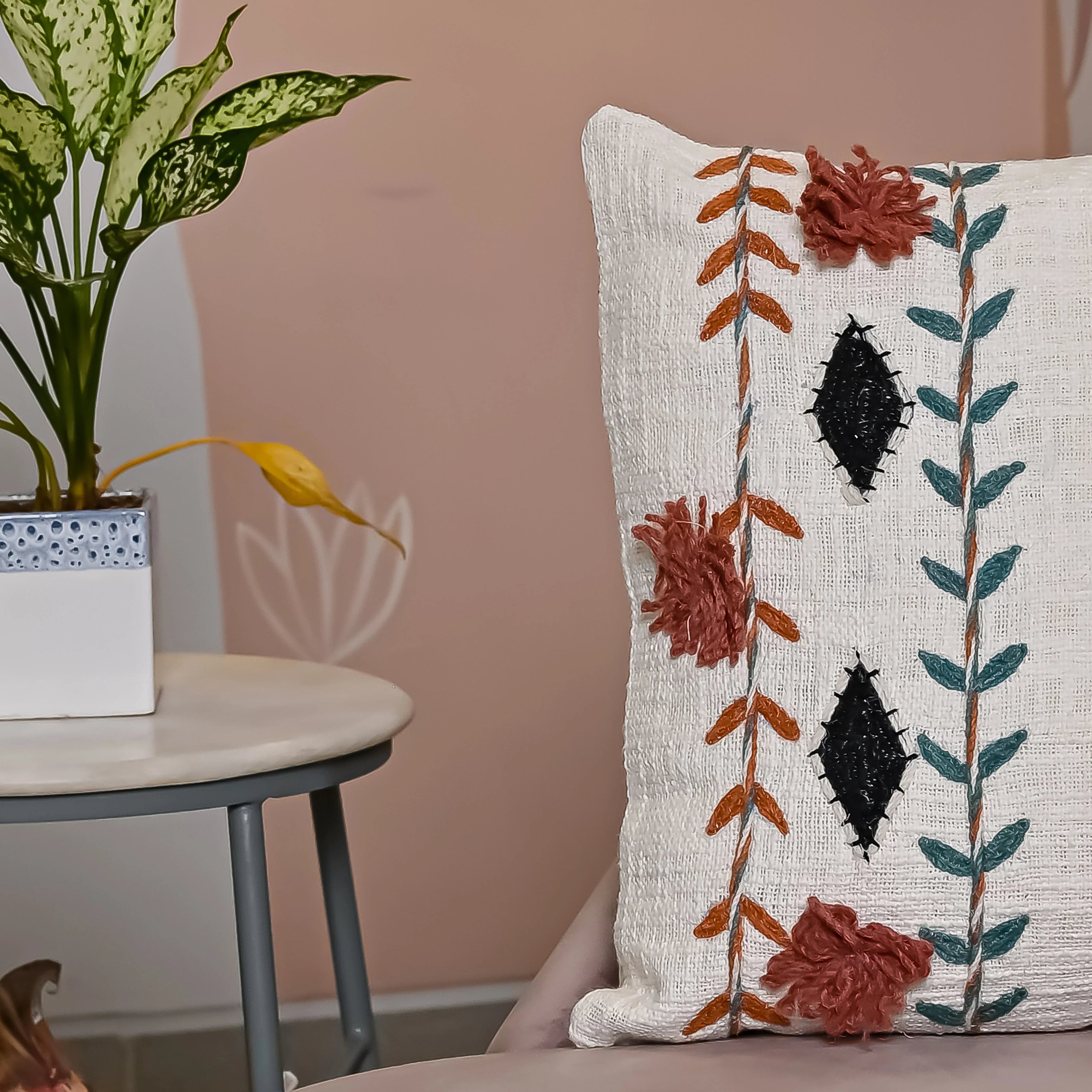 Boho Handloom Pure Cotton Cushion Cover - SanskrutiHomes 