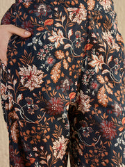 Women Floral Printed Blue Night Suit Set - SanskrutiHomes 
