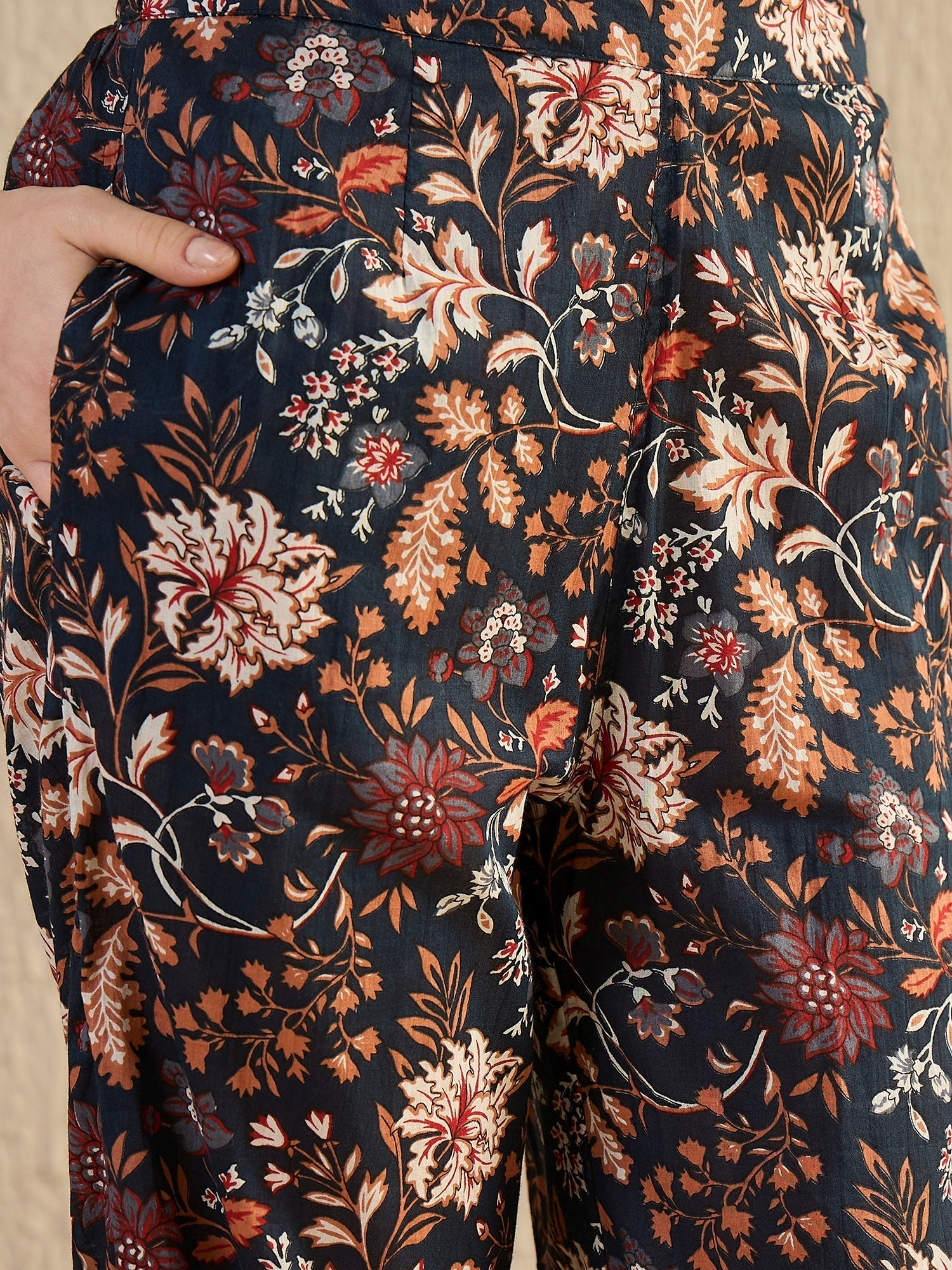 Women Floral Printed Blue Night Suit Set - SanskrutiHomes 