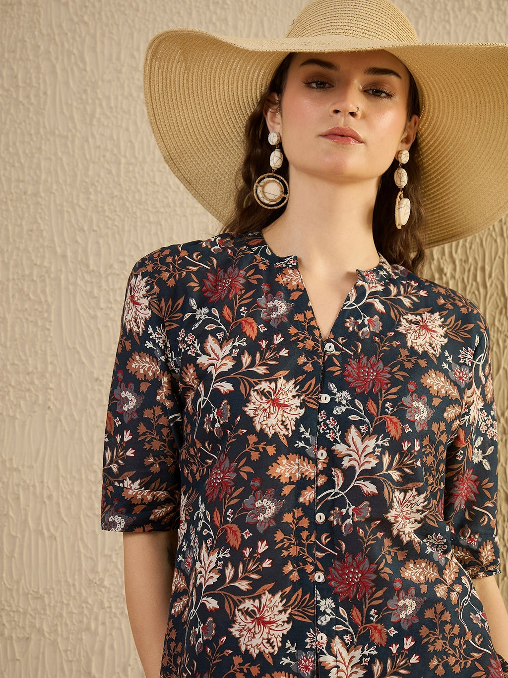 Women Floral Printed Blue Night Suit Set - SanskrutiHomes 