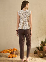 Brown Printed Pintuk Co Ord Set - SanskrutiHomes 