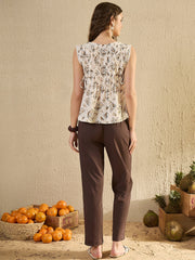 Brown Printed Pintuk Co Ord Set - SanskrutiHomes 
