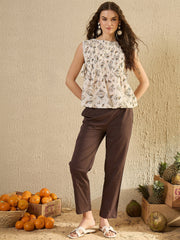 Brown Printed Pintuk Co Ord Set - SanskrutiHomes 