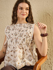 Brown Printed Pintuk Co Ord Set - SanskrutiHomes 