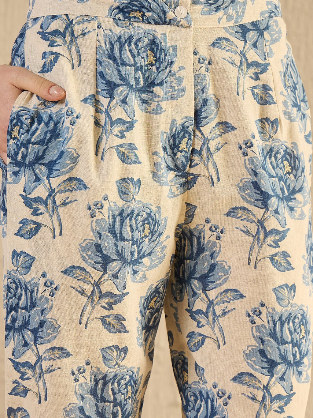 Blue Foral Printed Co Ord Set - SanskrutiHomes 